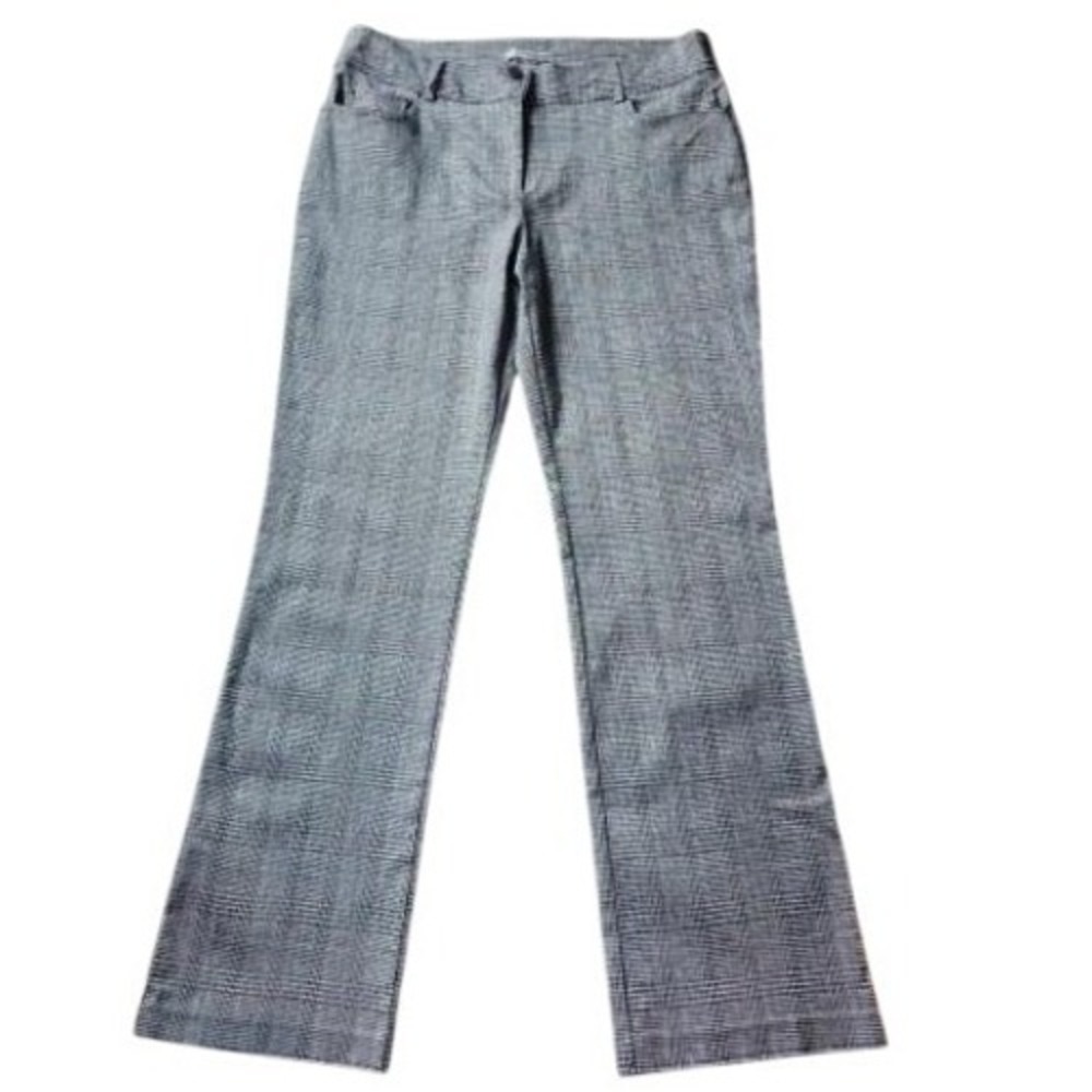 89th & Madison Womens Monochrome Dress Pants Black White Glen Plaid Stretch 14